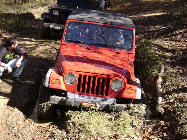This is one stuck Red Jeep