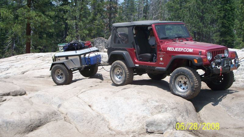 Red Jeep Club Offroad Jeeping Trailer on the Rubicon Trail